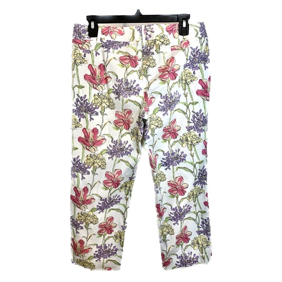 ANN TAYLOR LOFT Riviera Marisa Crop Pants Ankle Floral Stretch Cropped Capri- 8P - Picture 2 of 5